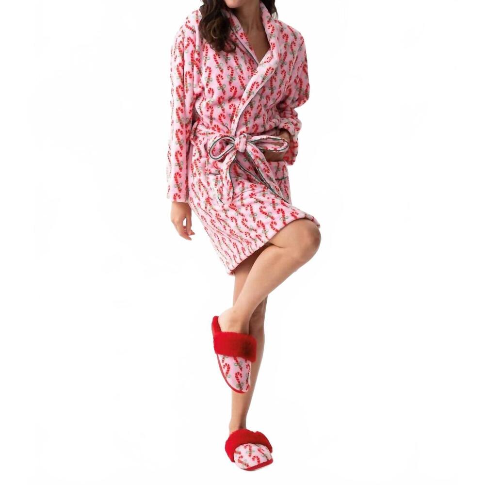 NEW SHIRALEAH felicity candy cane robe in pink - Picture 2 of 3